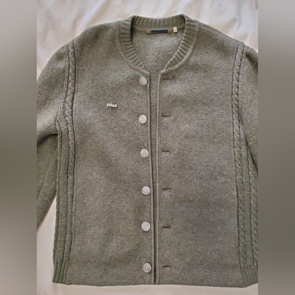 Vintage Litza Wool Green Button Down Cardigan Jacket Womens Medium - Picture 3 of 11